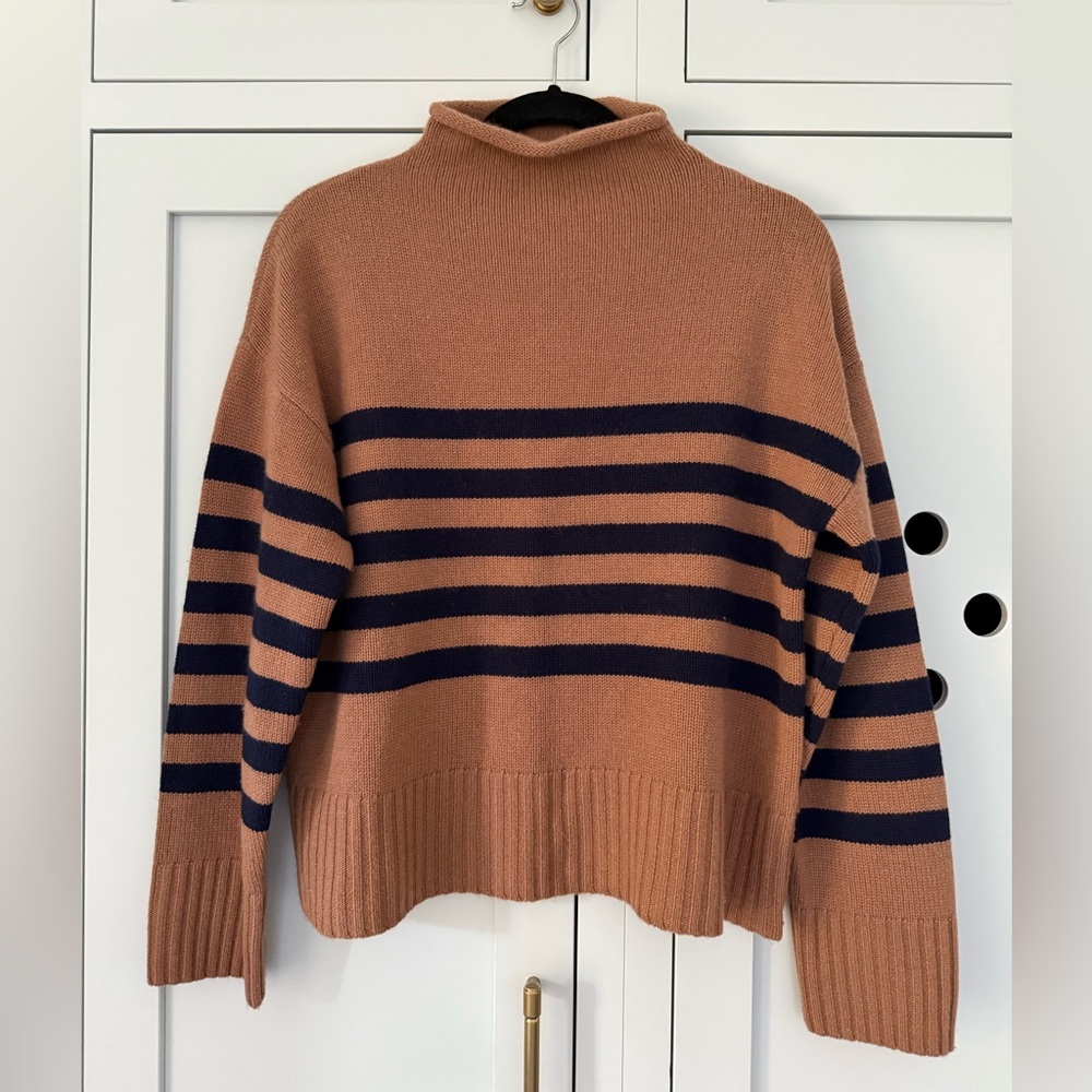 Kule 5G rollneck sweater Vicuña Striped Brown and Navy size medium - Picture 7 of 8